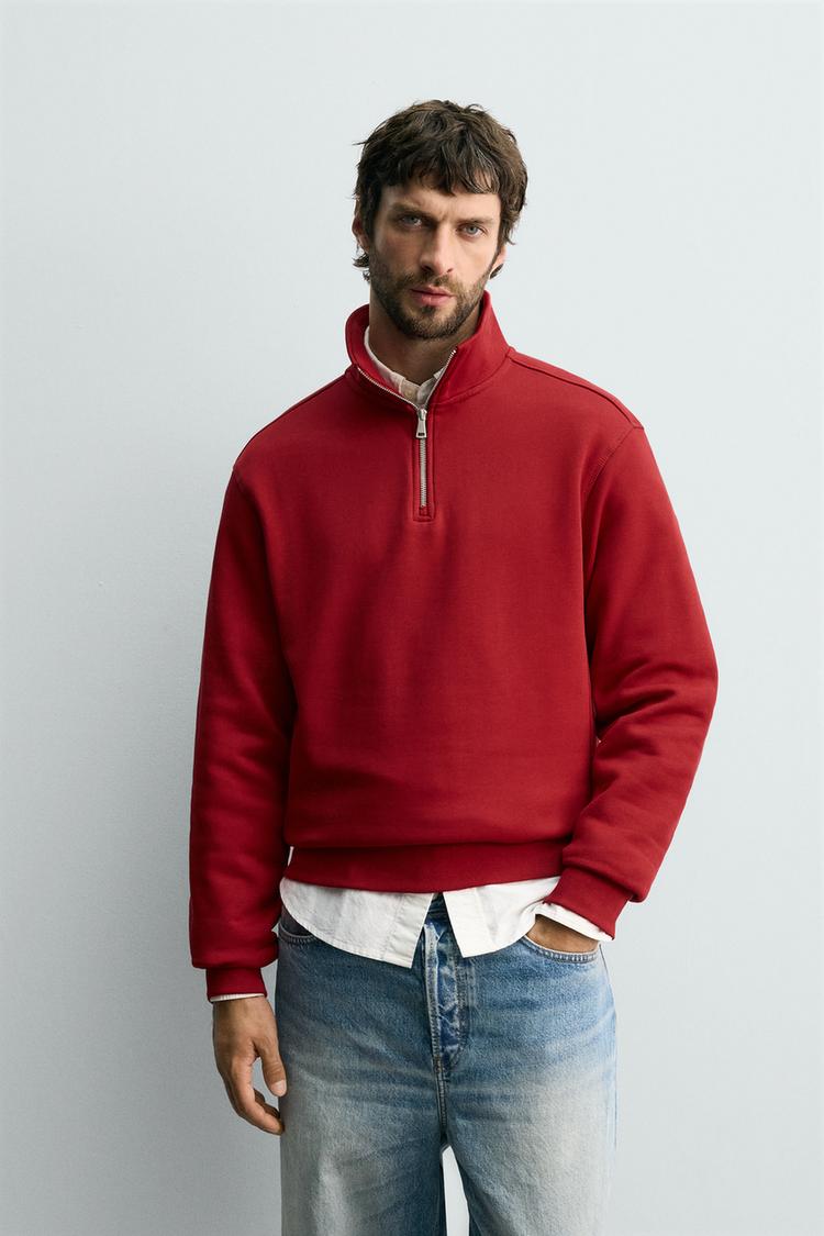 BASIC QUARTER-ZIP SWEATSHIRT